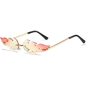 BOBOZHONG Occhiali da Sole Fiamma Unisex, Senza Montatura, Vintage, Rosa, Giallo, Verde, UV Protection