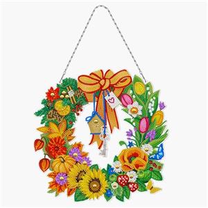 Srcasy Diamond Painting Ghirlanda Natale, Appendere Corona Natalizi, Ghirlanda Natalizia Diamond Painting, Corona Dipinta a Diamante, Adatto per Regalare Agli Amici, Alla Famiglia, Al Fai da Te