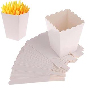 Srcasy 50 Pezzi Scatola di Popcorn Bianca,Contenitori di Popcorn,Popcorn Scatole di Carta,Caramella Contenitore per Film,Mini Contenitori Carta per Popcorn,per Posizionare Snack e Popcorn in Teatri,Cinema