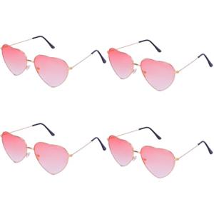 Zythrem 4 Occhiali da Sole a Forma di Cuore, per Donna Vintage Moda Amore Forma Oro Telaio, Occhiali da Sole Hippy, per Hippie, Carnevale Decorazione per Feste in Maschera.