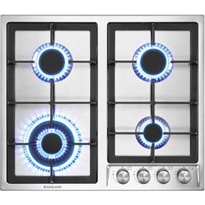 GASLAND GH60SF Piano Cottura a Gas da Incasso in Acciaio Inox Con 4 Fuochi, Autonomo, 8000 W, Fornello Butano, GPL/Gas Naturale