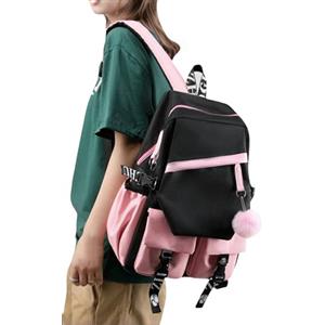 FSRONGXI Zaini da scuola da donna, zaino da scuola per ragazze adolescenti, zaino per laptop da 15,6 pollici, zaino casual per viaggi, università, lavoro, studenti, borsa per libri, rosa, L
