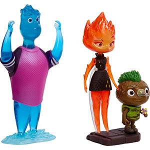 Mattel Disney Pixar Elemental - Set Personaggi alla Scoperta di Element City, Wade, Ember e Clod, 3 action figures snodate ispirate al film, alte da 5 a 13 cm, giocattolo per bambini, 4+ anni, HMM09
