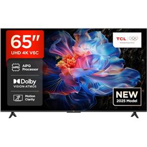 TCL 65V6C TV 65'' 4K UHD Smart LED TV, 4K HDR, Google TV con design senza bordi (Dolby Audio, Motion Clarity, compatibile con Google Assistant e Alexa)