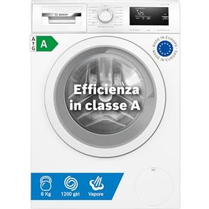 Bosch WAN24008II Serie 4 Lavatrice a carica frontale, 8 kg, 1200 giri, Classe energetica A, motore inverter con 10 anni di garanzia, Lavaggio igienico anche a 40 °C, Bianco, 60 Cm