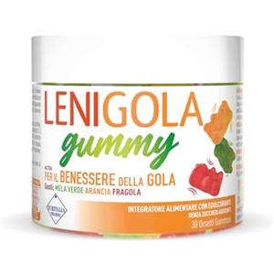 Lenigola Gummy, Caramelle Gommose Gola Infiamata con Propoli, Lichene Islandico, Altea e Grindelia, Sollievo Rapido e Naturale, Gusto Fragola, Mela Verde e Arancia, Adatte ai Vegetariani