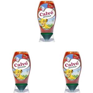 Calvé Ketchup Light Disney, Formato 430 ml, Ketchup Light con Stevia*, Contiene il 50% in Meno di Zuccheri, Senza Glutine, Senza Conservanti e Senza Coloranti, Vegano (Confezione da 3)