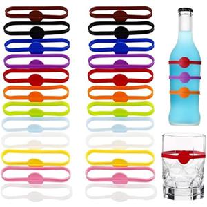 BOBOZHONG Pennarelli Per Bicchieri Di Vino,24 Pcs Segnabicchieri in Silicone,Marcatori Bicchieri Silicone Anelli Per Bicchieri Da Vino Per Feste Per Bottiglie Di Vino,Feste,Bar