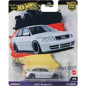 Hot Wheels Audi S4 Quattro, Assortimento Veicoli Car Culture Circuit Legends, macchinine esclusive in scala 1:64 da collezione, giocattolo per bambini 3+ anni e i collezionisti adulti, Argento, HRV81