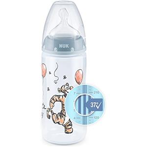NUK First Choice+ Biberon, 0-6 Mesi, Controllo Temperatura, Sfiato Anti-Colica, senza BPA, Tettarella in Silicone, Disney Tigger, 300 Millilitri