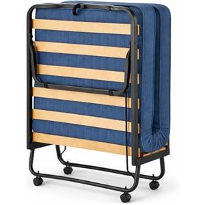 AND HOME - Brandina Pieghevole Con Materasso, MISURA:80x190, Materasso Ortopedico Alto 7 cm, Ignifugo - Letto Pieghevole Singolo, Anti-Scricchiolio, Ruote Piroettanti, Telaio In Acciaio