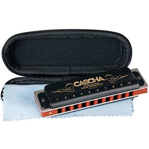 Cascha - Professional Harmonica, La Maggiore Blues Harmonica, armonica diatonica a 10 fori per principianti e adulti con tasca e panno per la pulizia, (HH 2161)