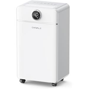 CHIVALZ Deumidificatore per camera da letto, deumidificatore per cantina (1500 sq.ft) con controllo intelligente dell'umidità, 3 modalità di funzionamento, timer 24H (bianco)