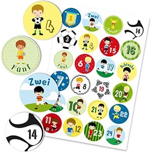PaPIerDraCHeN 24 adesivi con numeri per il calendario dell'Avvento calciatori n. 42 - adesivi - per creare e decorare