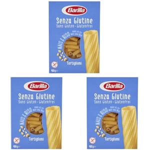 Barilla Pasta Tortiglioni Senza Glutine, Pasta Corta di Mais Bianco, Mais Giallo e Riso Integrale - 400 gr (Confezione da 3)
