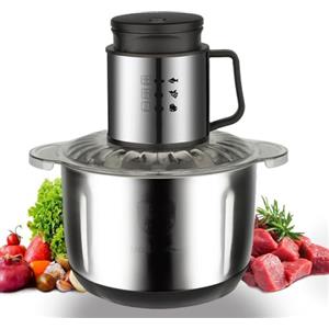 Generic Tritatutto Elettrico 1000W, Robot da Cucina da 5L con 6 Lame in Acciaio Inox a Doppio Livello, 2 Velocità, Tritacarne da Cucina per Carne, Verdure, Frutta, Cipolla