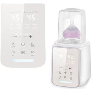 XUXLEKK 8-in-1 Scaldabiberon Portatile, Scaldabiberon Elettrico, Sterilizzatore e Scaldapappa, Display LCD, Timer, Luce Notturna, Controllo Temperatura,Scalda Biberon Neonato Portatile per Casa Viaggi