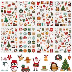 Duvabien Adesivi Natalizi con 25 Stickers di Calendario dell'Avvento - 239 Pezzi Adesivi Natale per Decorazioni Natalizie per Regali, Biglietti, Diari, Libri, Biglietti di Auguri, Buste, Album - Impermeabile
