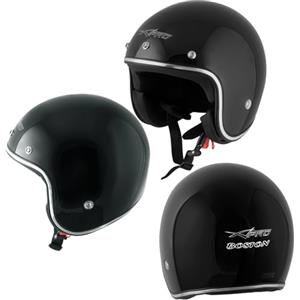 A-Pro Casco Moto Jet Omologato ECE 22-06 Nero custom scooter naked taglia XS