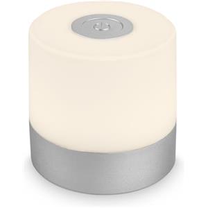 BRILONER - Mini lampada da tavolo senza fili, ricaricabile, a batteria, lampada da scrivania dimmerabile, abat jour, USB-C, lampada comodino senza fili, 2W 150lm 2.700K, 7x7 cm, Bianco Caldo, argento