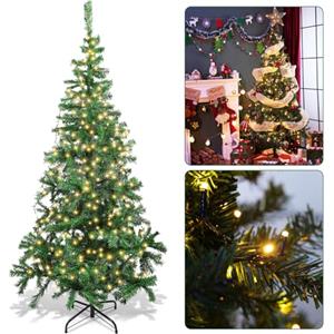 Aigostar Albero di Natale Artificiale da 180 CM,con Catena di Luci LED da 18 M,300 LED Bianco Caldo,8 Modalità di Illuminazione,450 Rami,Include Supporto in Metallo,Colore Verde