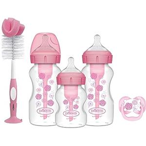 Dr. Brown's Natural Flow Options+ - Set regalo per biberon anti-coliche, rosa, 8 pezzi (confezione da 1)