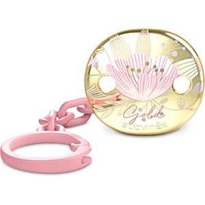Suavinex Catenella Portas Ucchietto, Edizione Gold, Per Neonati +0 Mesi, Clip Gioiello Effetto Metallizzato Oro, Rosa
