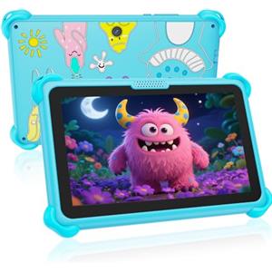 VESWWE Tablet per Bambini 7 Pollici 32GB Android Tablet Bambini con WiFi Custodia Protettiva Controllo Genitori Software di Apprendimento Preinstallato 3 a 6 anni (Blu)