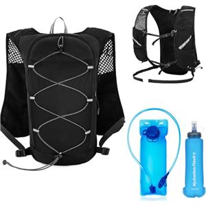 Astralong Zaino Trail Running, Ultraleggero 160g, Riflettenti, Cinghie Pettorali Regolabili, Zaino Sportivo mtb Moto Impermeabile con Idratazione 2L e Borraccia 500ml, Gilet Running Uomo Donna Corsa Trekking