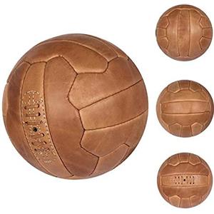 Oryx Sports Palla da calcio retrò vintage - Calcio in pelle antica marrone taglia 5