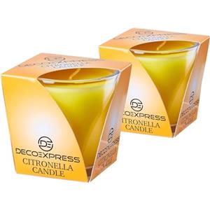 Deco Express Candele Citronella Set, Esterno Candele Profumate Confezione da 2 o 4, 30 Ore di Durata (Giallo, Confezione da 2)