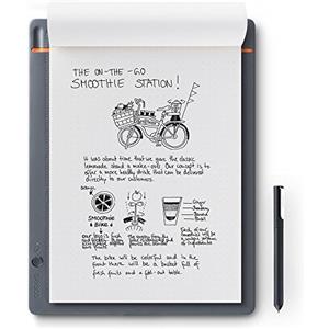 Wacom Bamboo Slate Smartpad A4, blocco note grande (con funzione di digitalizzazione incluso stilo con ricarica a sfera, adatto per Android e Apple), grigio medio