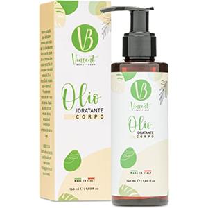 VINCENT BEAUTYCORP Olio Idratante Corpo Elasticizzante Uomo Donna - Olio Massaggio Professionale Mandorle Dolci, Argan - Idratante Pelle Corpo, Viso, Barba, Cuticole