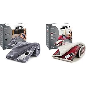 Imetec Adapto Velvet Square Plaid Riscaldabile, 150 x 95 cm & Adapto Velvet Tartan plaid riscaldabile 160x120 cm tessuto vellutato e setoso, Tecnologia Adapto, Dispositivo di sicurezza