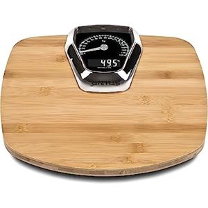 G3 Ferrari G30047 Formula Elegance Bilancia Elettronica, 100 gr/180 Kg, Display LCD Retroilluminato, Pedana Bambù, Doppio Display Analogico e Digitale, Accensione automatica