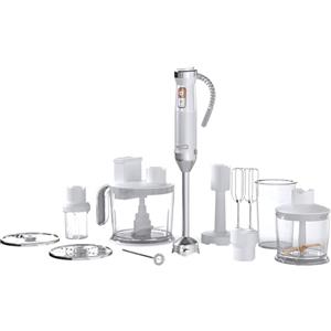 Sencor Frullatore ad Immersione Multifunzione Ultra-Potente 10 in 1, 1500W, Tecnologia QuadBlade Titanio, Controllo della Velocità Continuo, Manico Ergonomico, Accessori Completi, Bianco [SHB 6551WH]
