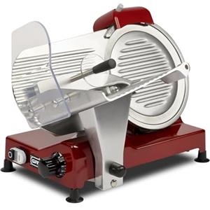G3 Ferrari G20157 Affettatrice Professionale Emilia 250, 240 W, Lama Inox 25 cm, Affilatoio integrato, Interruttore a 2 pulsanti, Spessore taglio 0-12 mm, Piedini antiscivolo, Rosso