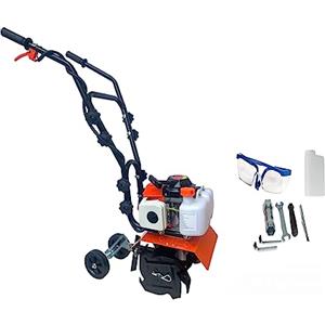 TANIASHOP Motozappa con Motore a Scoppio 2 Tempi da 63cc Motocoltivatore Zappatrice Potenza 2.0Kw e con Larghezza Raggio di Lavoro 300mm Motozappa a Scoppio per Orto