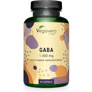 Vegavero GABA 1400 mg | ALTO DOSAGGIO | Per Stress, Ansia, Insonnia ed Equilibrio Emotivo | Supporta i livelli di Serotonina e Dopamina | Senza Additivi | Vegan | 90 Capsule | Vegavero®