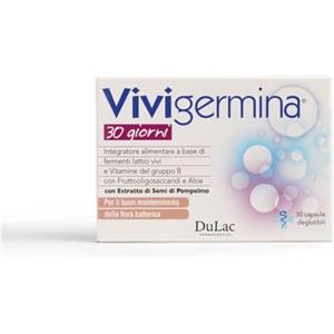DULÀC FARMACEUTICI 1982 Dulàc - Fermenti Lattici Vivigermina 30 Capsule, Integratore Alimentare con Probiotici e Prebiotici per Intestino, Per Equilibrio della Flora Intestinale degli Adulti, Made in Italy