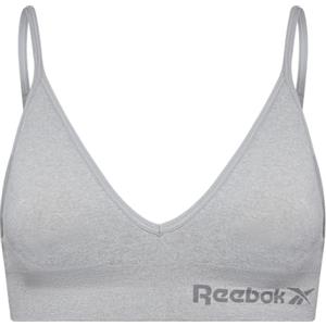 Reebok Top Corto Elasticizzato Sportivo da Donna, Spalline Regolabili, Imbottitura Senza Fili e Rimovibile - Grigio mélange