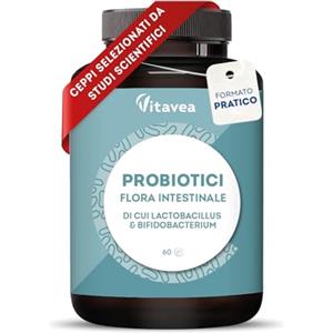 Vitavea Fermenti Lattici Probiotici - 7 Ceppi Selezionati - 28 milliardi di UFC - Supporto Flora Intestinale - Senza Glutine e Lattosio - Benessere Digestivo e Sistema Immunitario - 60 Capsule - Vitavea