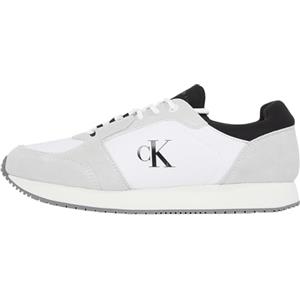 Calvin Klein Uomo Sneakers Running Sock Laceup Eleganti, Multicolore (Bright White/Oyster Mushroom/Black), 41