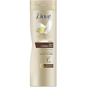 Dove Visible Glow Medium to Dark lozione abbronzante graduale per pelle baciata dal sole Lozione autoabbronzante per tutti i tipi di pelle 6 x 400 ml