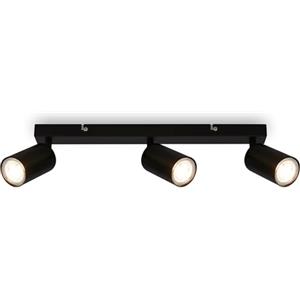 Briloner - Plafoniera LED Soffitto, attacco GU10, max. 9 W, lampadario soggiorno, lampadario camera da letto, cucina,bagno, faretti led soffitto, applique da parete interno, Nero, 3 Luci