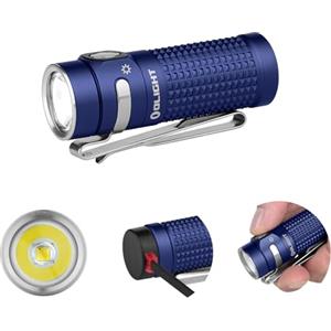 OLIGHT Baton4 Torcia EDC Standard per Tasca, Compatta e Potente 1300 Lumen Pulsanti Laterali Durevoli e Luci di Indicazione Torcia LED Adatta per Uso Domestico o Viaggi all'Aperto (Blu)