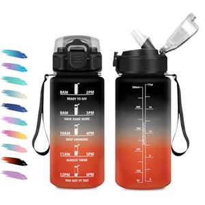 KollyKolla Borraccia Bambina 500ml, a Prova di Perdite, Bottiglia Motivazionale con Cannuccia, Bottiglia Acqua Sportiva con Indicatore del Tempo, Borraccia per Bambini, Campeggio, Scuola, Ufficio, Lavoro