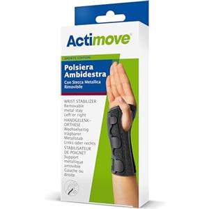 Actimove Sports Edition Polsiera Ambidestra, con Stecca Metallica Removibile - Stabilizzazione per stiramenti e distorsioni, indicata per il recupero - Nera, S