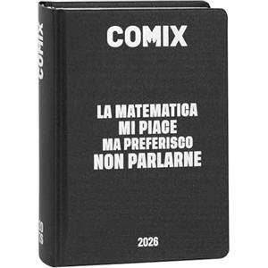 COMIX - Diario Mini Giornaliero 16 Mesi, Diario Scuola 2025-2026, con Copertina Rigida, Ideale per la Scuola Media e Superiore, 11x15.3h cm, Nero/Argento