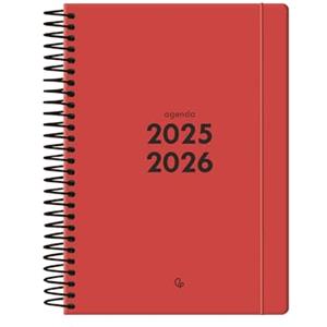 Liderpapel Agenda scolastica leiderpapel 25-26 spirale basic rosso 2 giorni pagina a5 bilingue carta fsc 70 gr.